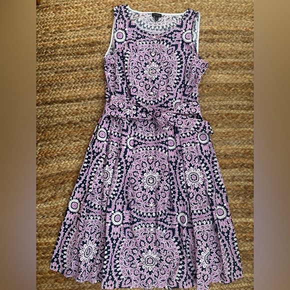 Talbots Size 10 Purple Button Down Midi Dress with Belted Waist - Picture 1 of 7